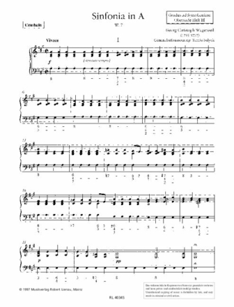 Wagenseil, Sinfonia in A fr Streichorchester und Bc Cembalo