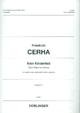 Kein Kinderlied fr gem Chor a cappella Partitur