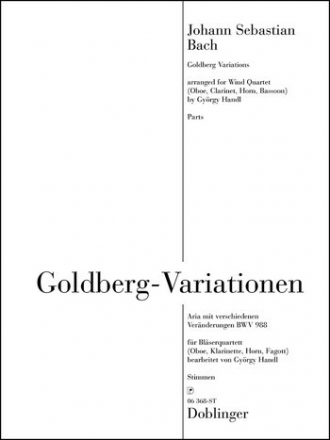 DOBL06368ST  J.S.Bach, Goldberg-Variationen fr Oboe, Klarinette, Horn und Fagott Stimmen-Set