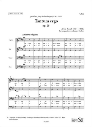 Tantum ergo op.25 f�r gem Chor, Solo-Violine, 2 Oboen, 2 H�rner, Pauken und Streicher Chorpartitur