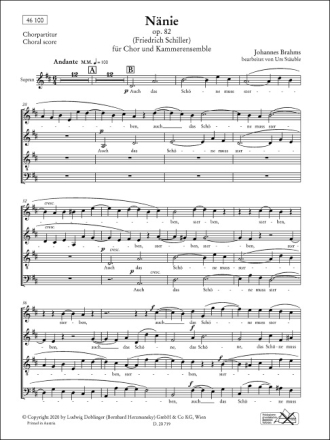 N�nie op.82 f�r gem Chor und Kammerensemble Chorpartitur
