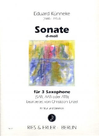 Sonate d-Moll fr 3 Saxophone (SAB/AAB/ATB) Partitur und Stimmen