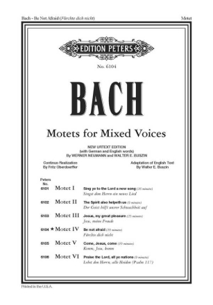 Bach, J.S. Frchte dich nicht [Be Not Afraid] ...228, P., GH. Frchte dich nicht BWV 228(P)