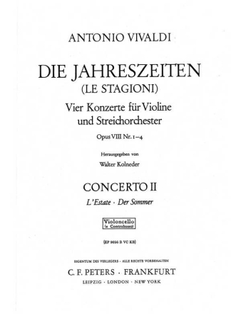 Vivaldi, Antonio, Konzert g-Moll op. 8 Nr. 2 RV 315 Der Sommer fr Violine, Streicher und Basso continuo aus Die vier Jahreszeiten