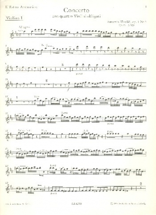 Concerto D-Dur op.3,1 RV549 P146 fr 4 Violinen, Streicher und Bc Violine 1 (tutti)