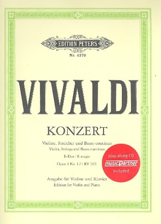 Konzert E-Dur op.3,12 fr Violine und Orchester (+CD) fr Violine und Klavier