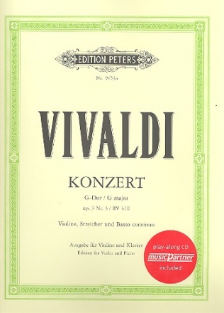 Konzert G-Dur op.3,3 RV310 fr Violine, Streicher und Bc (+CD) fr Violine und Klavier