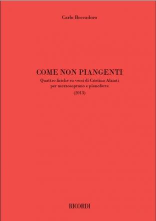 Carlo Boccadoro, Come non piangenti Mezzo Soprano and Piano Buch