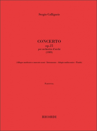 Sergio Calligaris, Concerto op. 25 Streichorchester Partitur