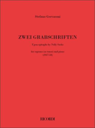 Stefano Gervasoni, Drei Grabschriften Piano and Voice [High] Buch