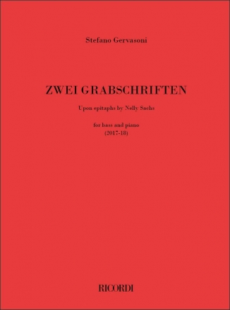 Stefano Gervasoni, Drei Grabschriften Bass Voice and Piano Buch