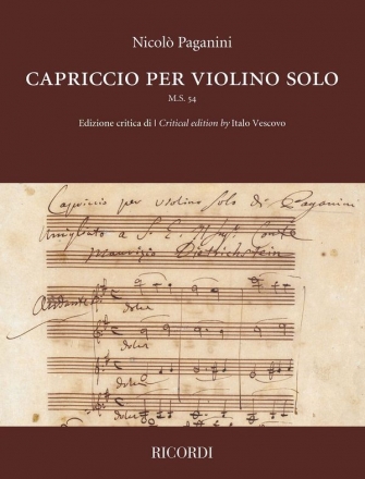 Nicol Paganini, Capriccio per violino solo M.S. 54 Violin Buch