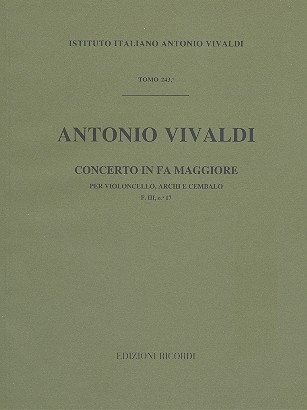 Konzert F-Dur F.III,17 fr Violoncello, Streicher und Bc Partitur