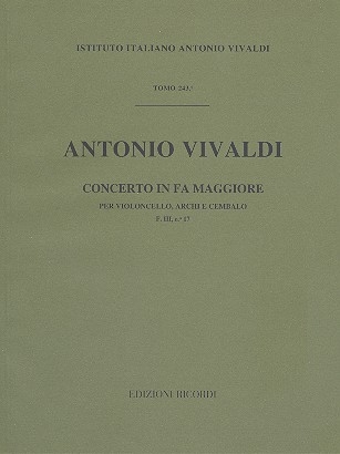 Konzert F-Dur F.III,17 fr Violoncello, Streicher und Bc Partitur