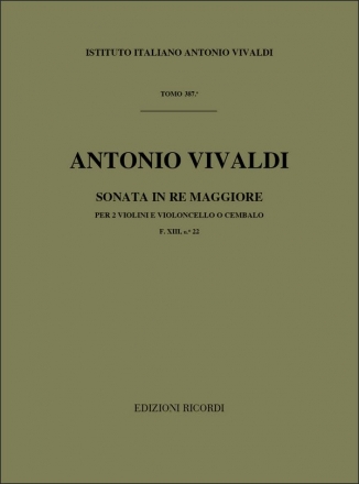 Sonate D-Dur F.XIII,22 fr 2 Violinen und Bc Partitur