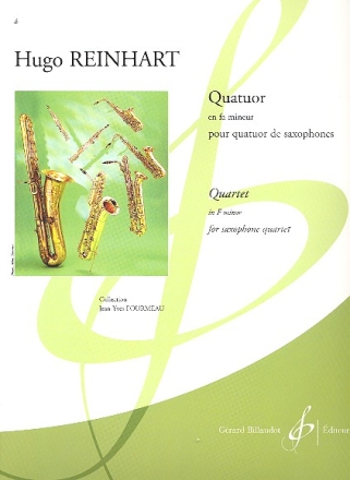 Quatuor en fa mineur pour 4 saxophones (SATBar) partition et parties