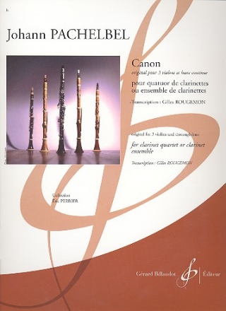 Canon pour 3 clarinettes et clarinette basse (ensemble de clarinettes) partition et parties