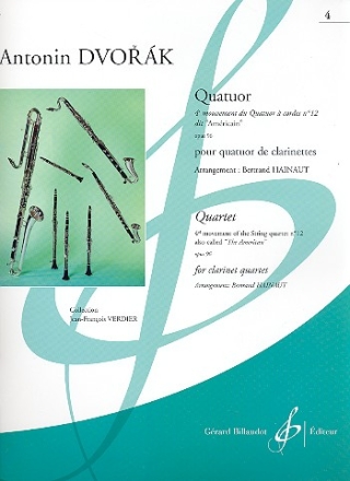 Mouvement no.4 du quatuor  cordes no.12 op.96 pour 3 clarinettes et clarinette basse partition et parties