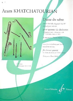 Danse du sabre pour orchestre pour 4 clarinettes (clar en mib, clar en sib, 2 clar basses en sib) partition et parties