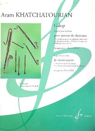 Galop pour orchestre pour 4 clarinettes (clar en mib, clar en sib, 2 clar basses en sib ou 3 clar en sib et clar basse sib), partiton et parties