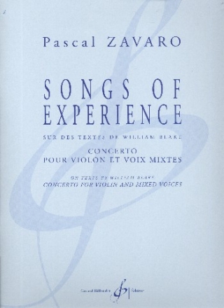 Songs of Experience pour violon et voix mixtes (choeur) partition (en) et partie de violon