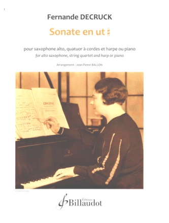 Sonate en ut majeur pour saxophone alto, quatuor � cordes, harpe ou piano partition et parties