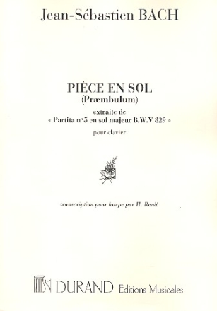 Pice sol majeur (Praembulum) pour harpe