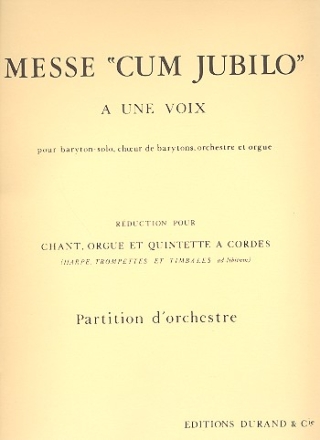 Messe cum jubilo op.11 pour baryton(s), orgue et quintette  cordes partition