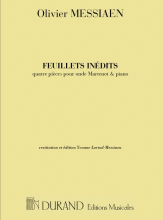 Feuillets indits pour onde Martenot et piano partition