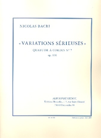 Variations srieuses op.101 pour quatuor  cordes partition et parties