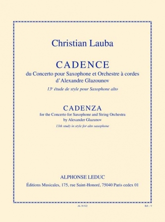 Cadence du concerto pour saxophone et orchestre  cordes d'A. Glasunow