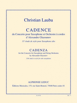 Cadence du concerto pour saxophone et orchestre  cordes d'A. Glasunow