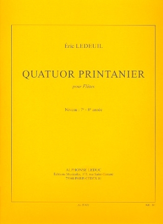 Quatuor Printanier pour 4 flutes (4 flutes en c ou 3 flutes en c et flute alto) partition et 5 parties