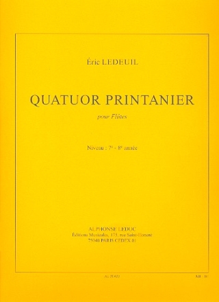 Quatuor Printanier pour 4 flutes (4 flutes en c ou 3 flutes en c et flute alto) partition et 5 parties