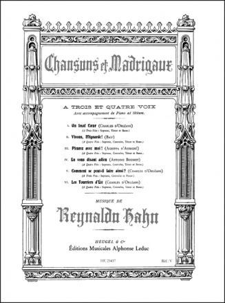 Chansons et Madrigaux   pour 3 et 4 voix et accompagnement ad lib. partition