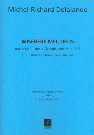 Miserere mei Deus S27 pour solistes, choeur mixte et orchestre partition