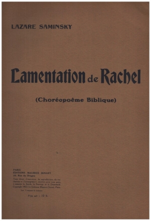 Lamentation de Rachel for violin and piano score