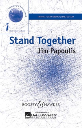 Papoulis, Jim: Stand Together fr gemischter Chor (SSABar) und Klavier, Bodhrn-Trommel ad libitum Sing- und Spielpartitur