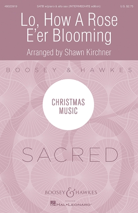 BHI48426 Lo how a Rose e'er blooming for mixed chorus, alto saxophone and piano score