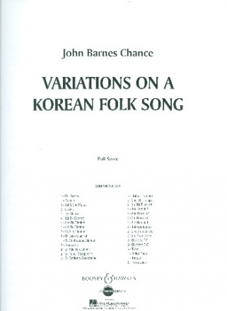 Variations on a Korean Folk Song for concert band score