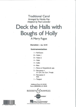 BHI77892 Deck the Halls with Boughs of Holly fr Streichorchester Partitur