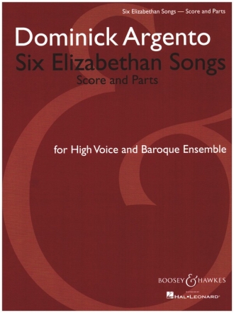 6 Elizabethan Songs for high voice, flute, oboe, violin, violoncello and harpsichord score and parts