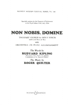 Non Nobis, Domine fr Mnnerchor (TB, zweite Bass-Stimme ad libitum) und Orchester (Klav Klavierauszug