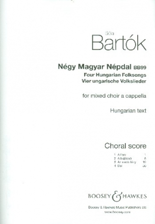 4 Hungarian Folksongs BB99 for mixed chorus a cappella score (un)