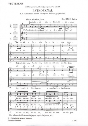 Patkknl for mixed voices a cappella choral score