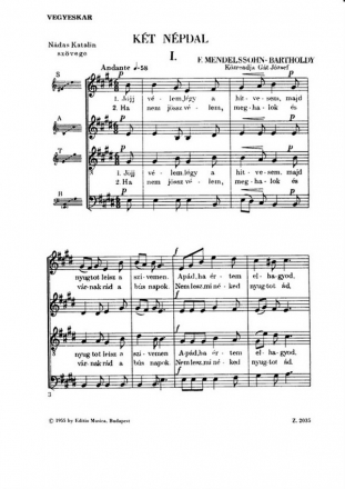 Two Folksongs  Mixed Voices
