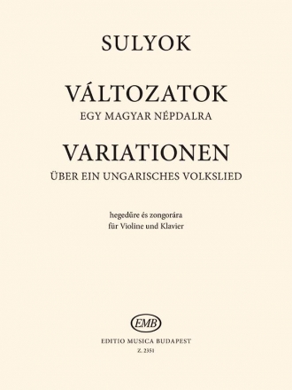 Sulyok Imre Variations on a Hungarian Folksong  Violin and Piano
