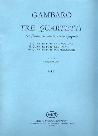 Quartetto in sol maggiore no.3 per flauto, clarinetto, corno e fagotto parti