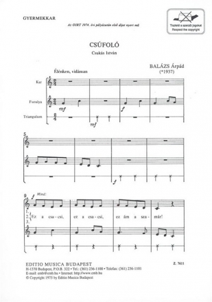 Balzs rpd Csfol  Children's Choir and Accompaniment