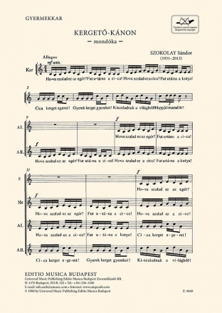 Szokolay Sndor Kerget-knon  Children's Choir